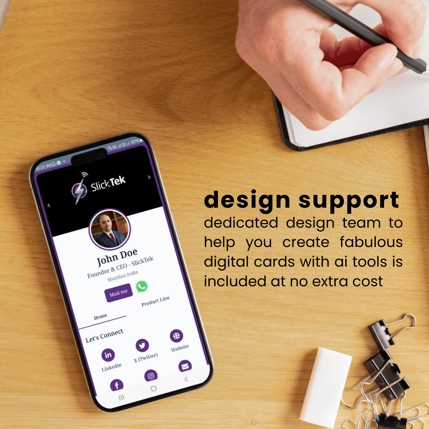 SlickTek One NFC Digital Business Card with Zip-Tap - SlickTek