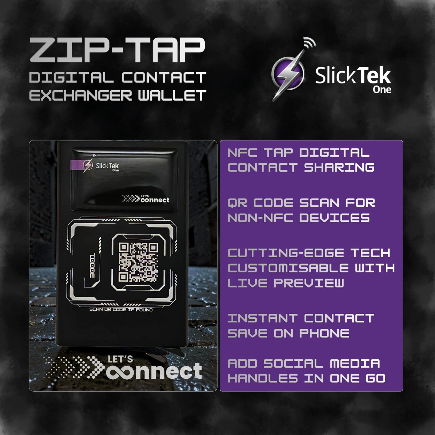Zip-Tap NFC Digital Contact Exchanger Wallet - SlickTek