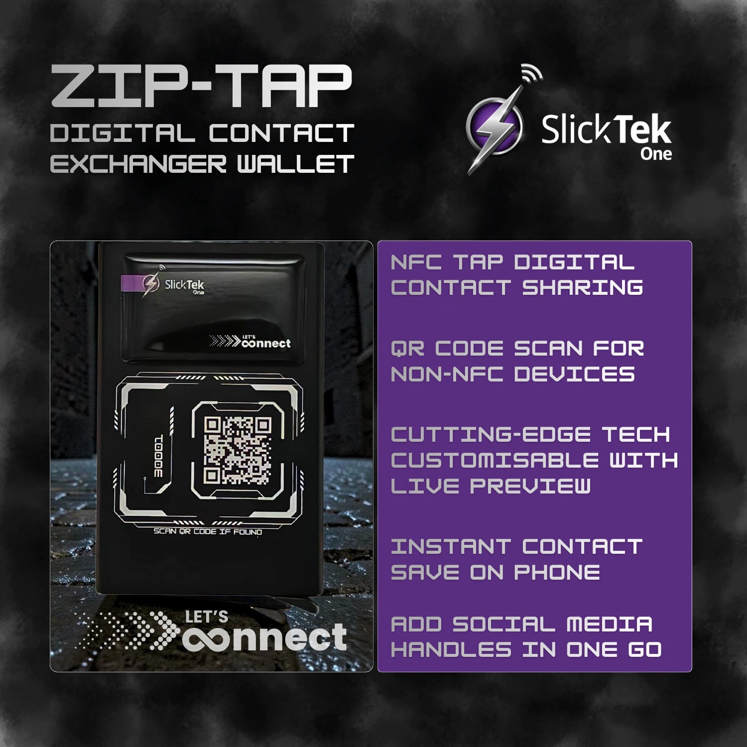 Zip-Tap NFC Digital Contact Exchanger Wallet - SlickTek
