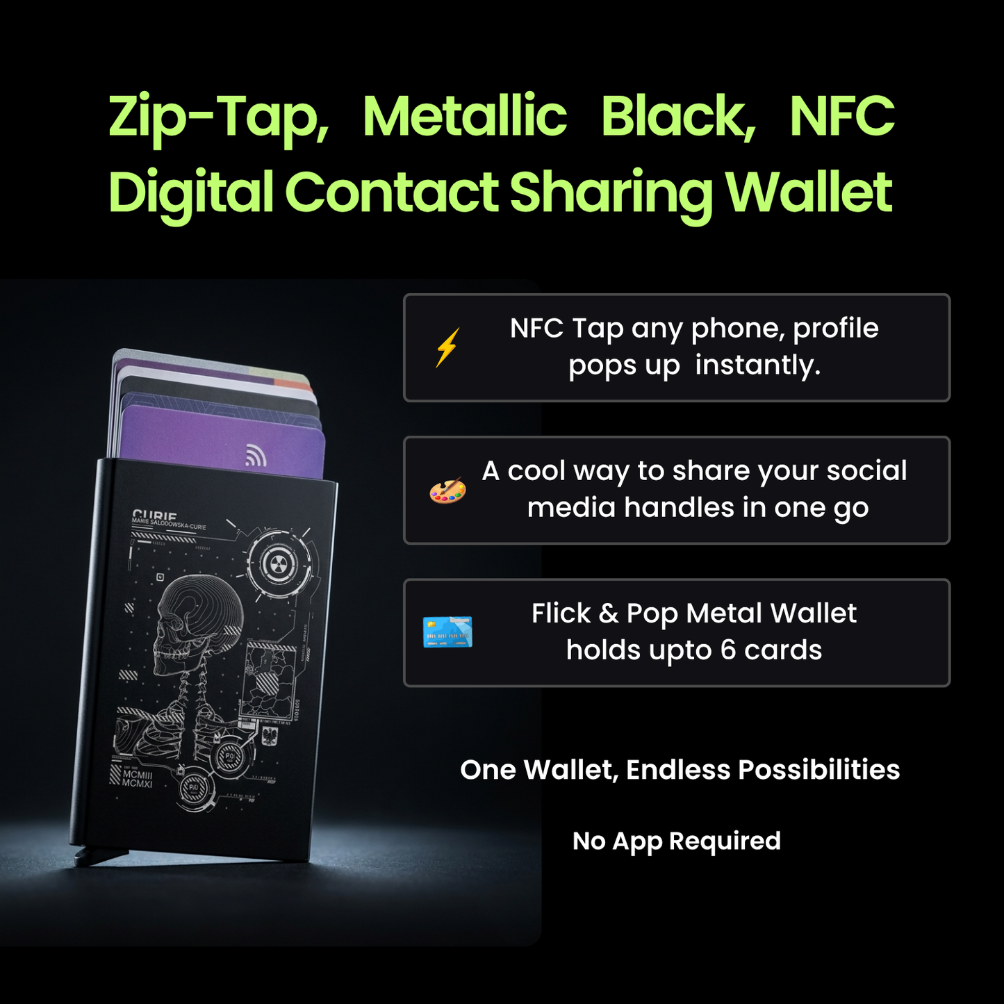 Zip-Tap NFC Digital Contact Sharing Wallet - SlickTek