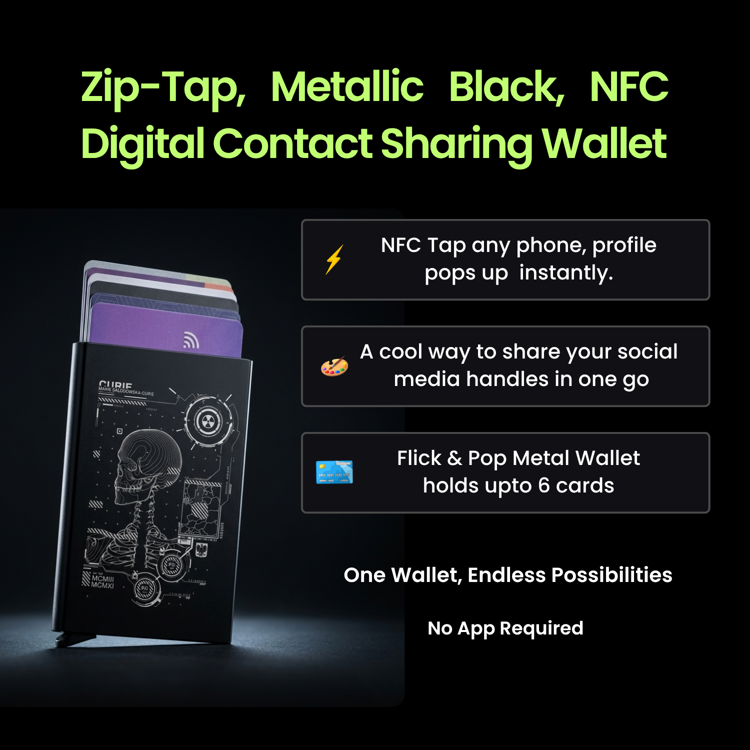 Zip-Tap NFC Digital Contact Sharing Wallet - SlickTek