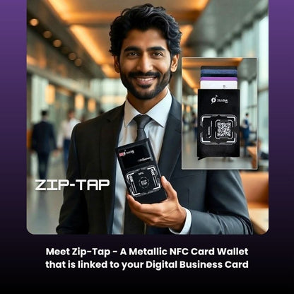 Zip-Tap NFC Digital Contact Sharing Wallet with SlickTek One NFC Business Card - SlickTek