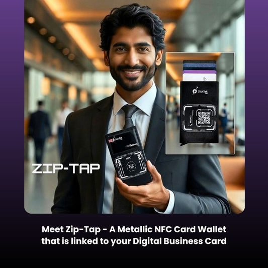 Zip-Tap NFC Digital Contact Sharing Wallet with SlickTek One NFC Business Card - SlickTek