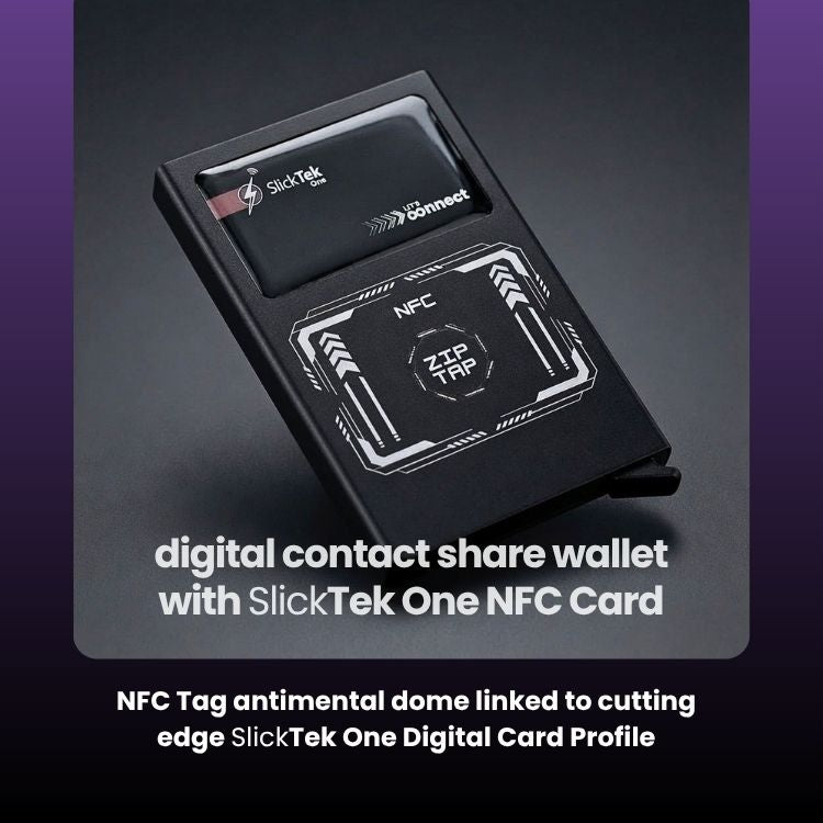 Zip-Tap NFC Digital Contact Sharing Wallet with SlickTek One NFC Business Card - SlickTek