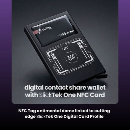 Zip-Tap NFC Digital Contact Sharing Wallet with SlickTek One NFC Business Card - SlickTek