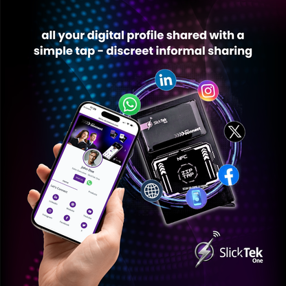 Zip-Tap NFC Digital Contact Sharing Wallet with SlickTek One NFC Business Card