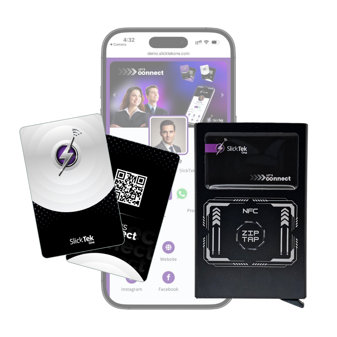 Zip-Tap NFC Wallet with SlickTek One Digital Business Card - SlickTek
