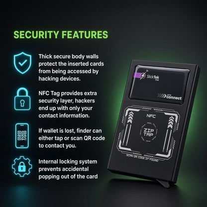 Zip-Tap NFC Digital Contact Sharing Wallet with SlickTek One NFC Business Card - SlickTek