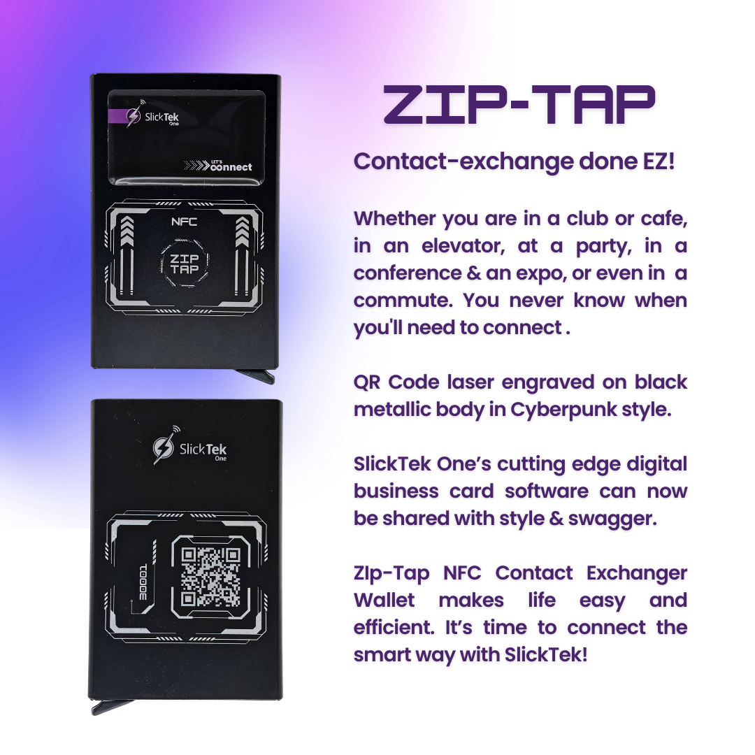 Zip-Tap NFC Wallet with SlickTek One Digital Business Card - SlickTek