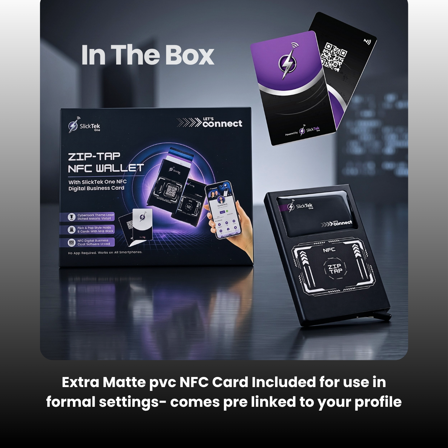 Zip-Tap NFC Digital Contact Sharing Wallet with SlickTek One NFC Business Card - SlickTek
