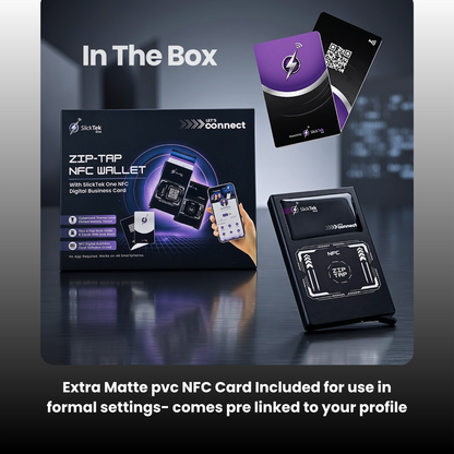 Zip-Tap NFC Digital Contact Sharing Wallet with SlickTek One NFC Business Card - SlickTek