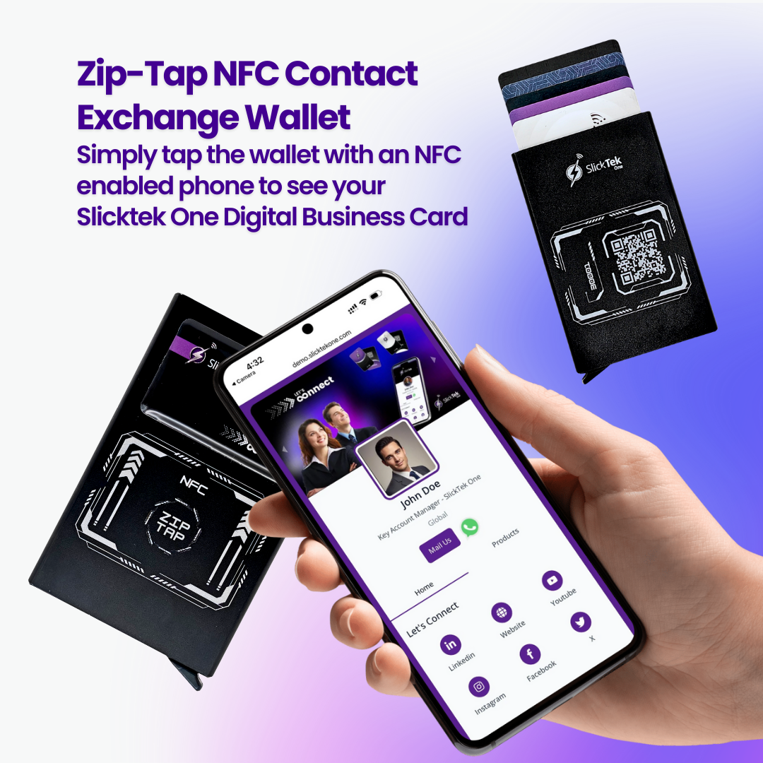 Zip-Tap NFC Wallet with SlickTek One Digital Business Card - SlickTek