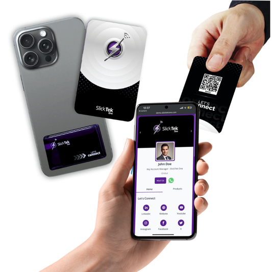 SlickTek One NFC Digital Business Card with Zip-Tap NFC Sticker - SlickTek
