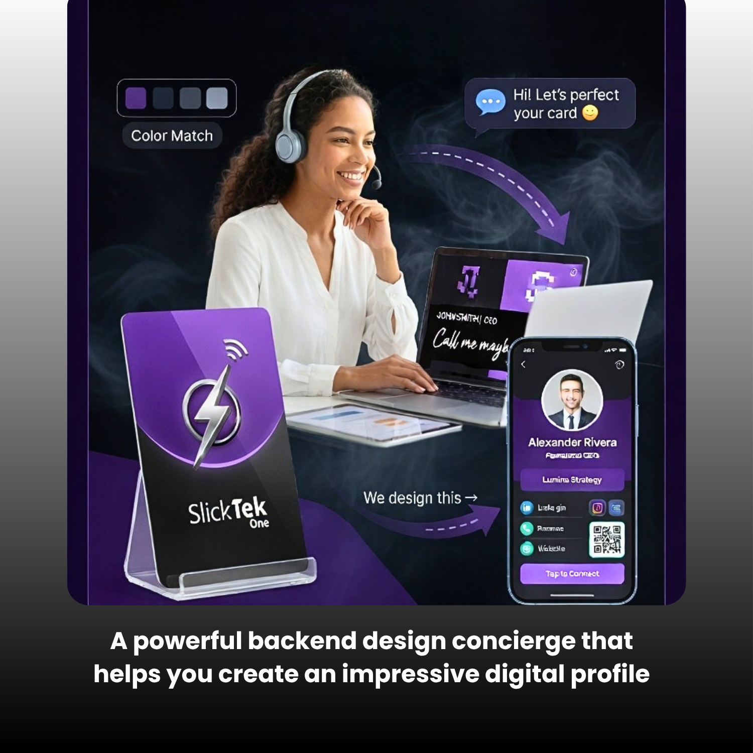Zip-Tap NFC Digital Contact Sharing Wallet with SlickTek One NFC Business Card - SlickTek