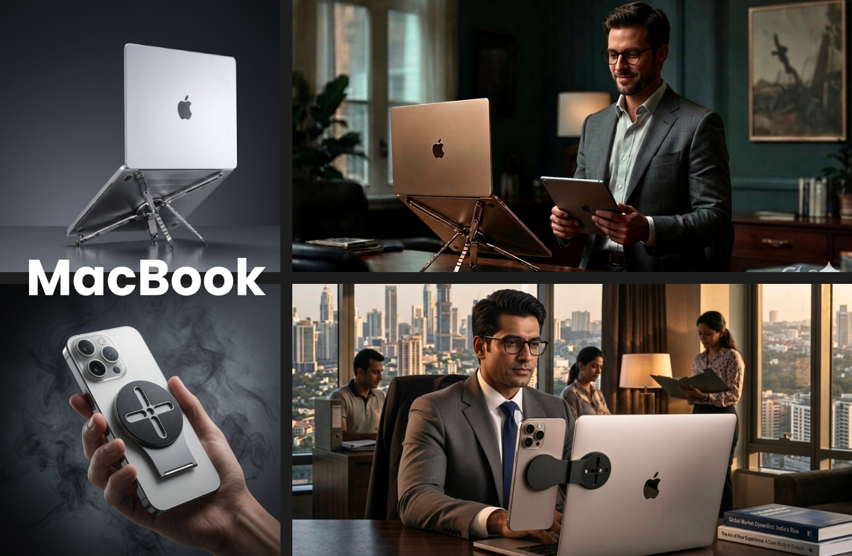 best macbook riser stand india for remote working and tech heat dissipation sturdy portable metal light weight